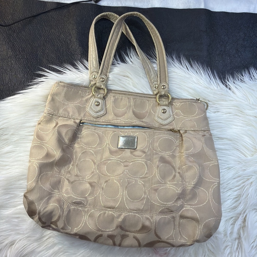 Vintage Y2K Coach Gold Signature Shoulder Bag Collectors 80s Clean